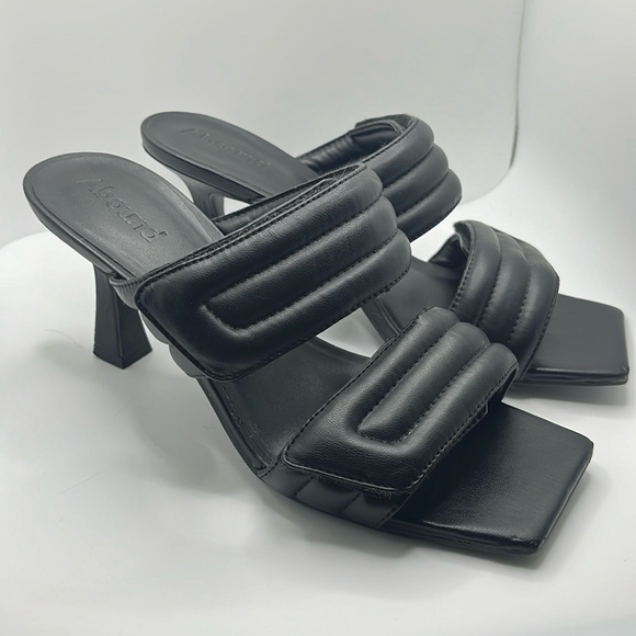 Abound Sandals Womens Size 6 Qarly Heeled Black Square Toe Slip On Heels - Picture 1 of 8